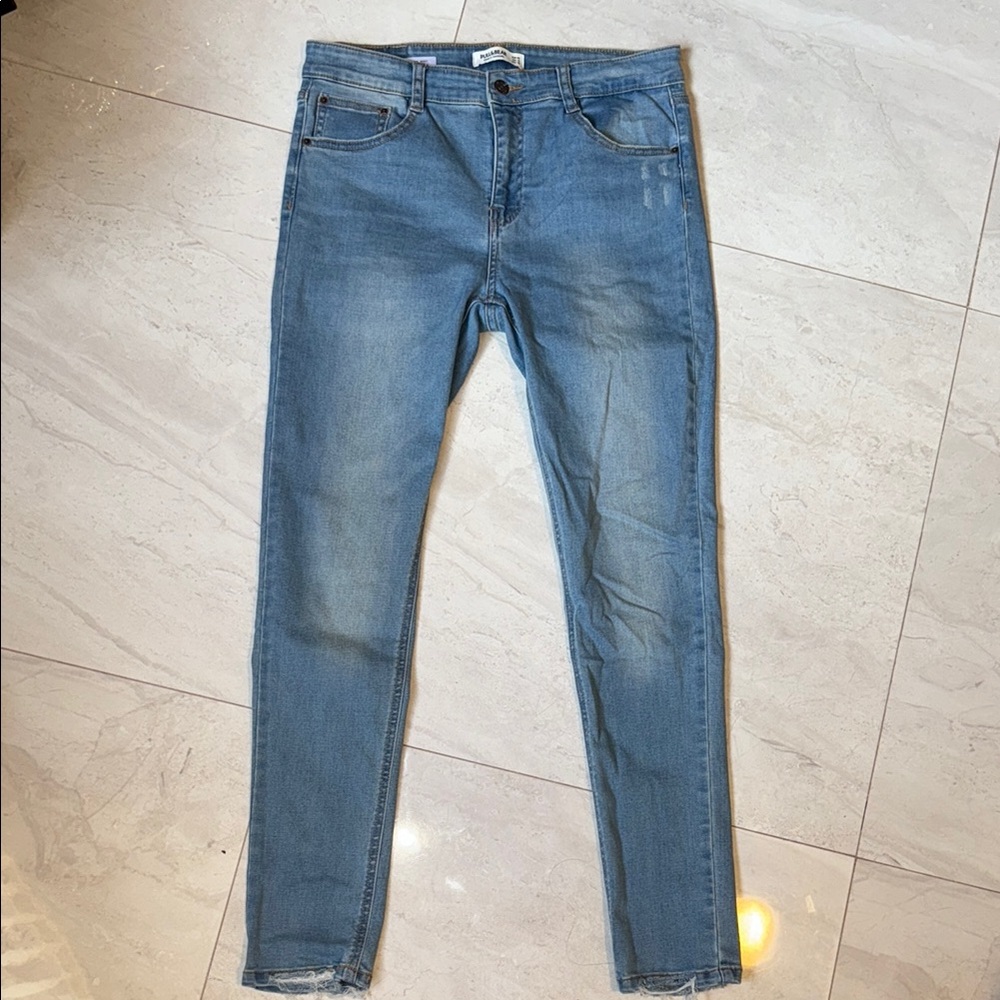 Pull&Bear Skinny Mid Waist Blue Denim Jeans